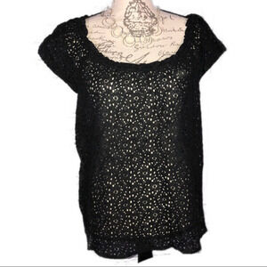 Loft Black Short Sleeve Top,‎ M